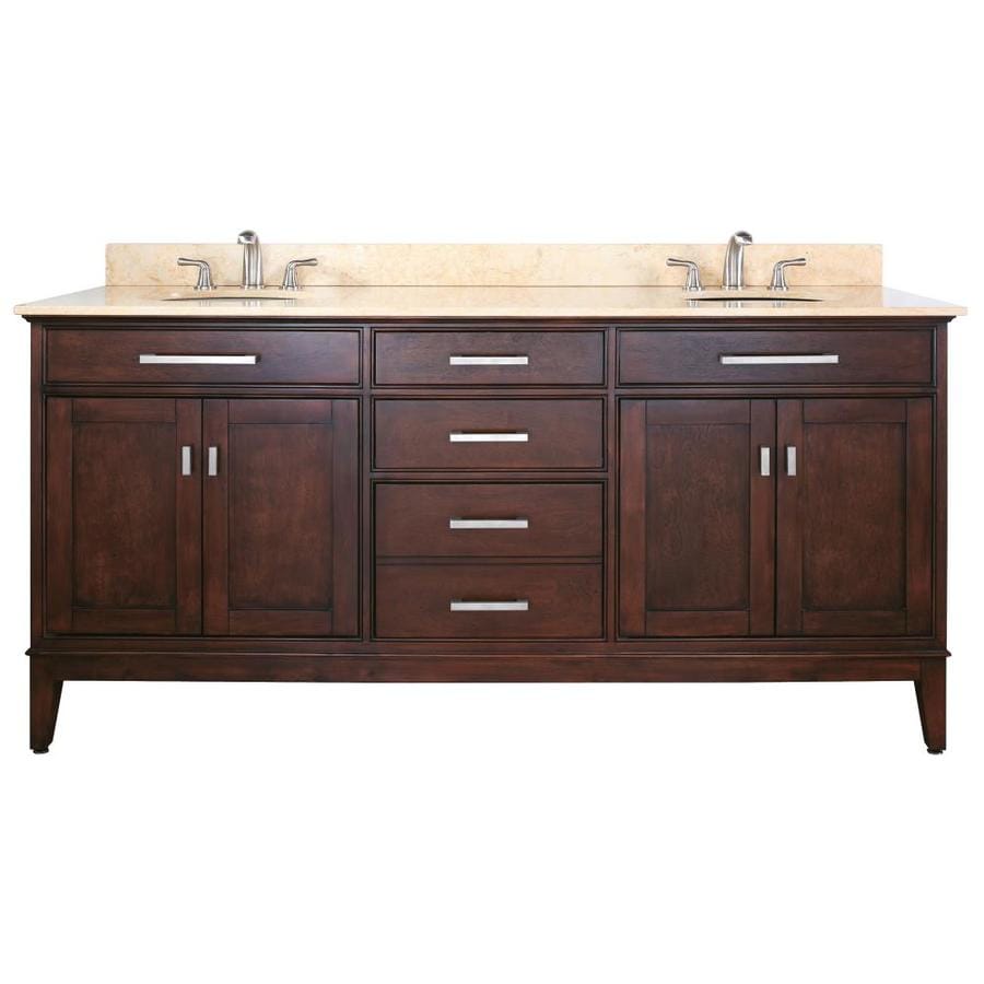Avanity MADISON-VS72-LE Madison Light Espresso Undermount Double Sink Poplar Bathroom Vanity with Natural Marble Top (Common: 73-in x 22-in; Actual: 73-in x 22-in)