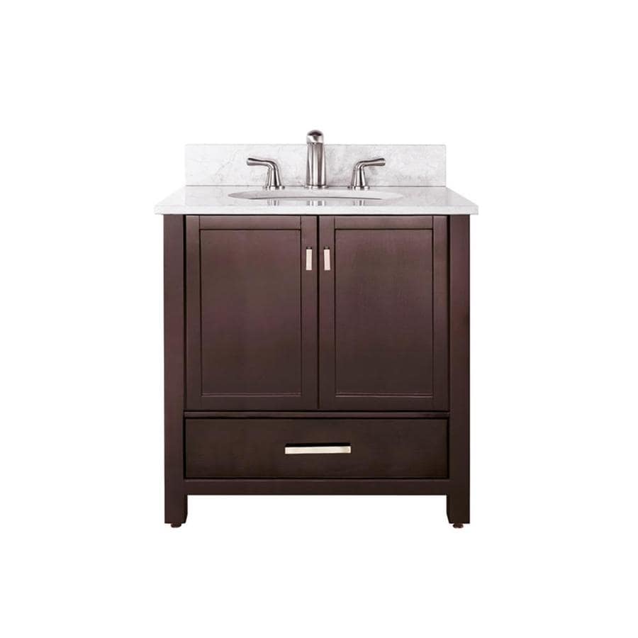 Avanity MODERO-VS36-C Modero Espresso Undermount Single Sink Poplar Bathroom Vanity with Natural Marble Top (Common: 37-in x 22-in; Actual: 37-in x 22-in)