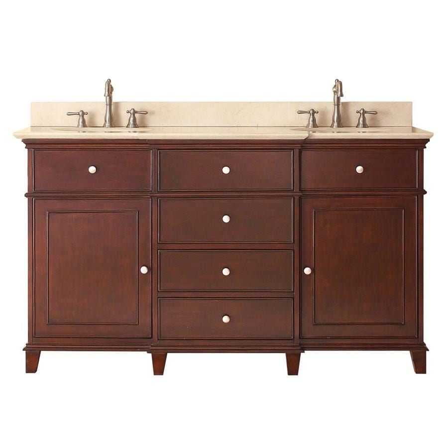 Avanity Windsor 61-in Walnut Double Sink Bathroom Vanity ...