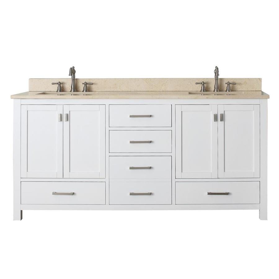 Avanity Modero 73-in White Double Sink Bathroom Vanity ...