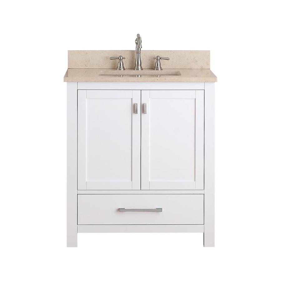 Avanity Modero 31in White Single Sink Bathroom Vanity with Beige