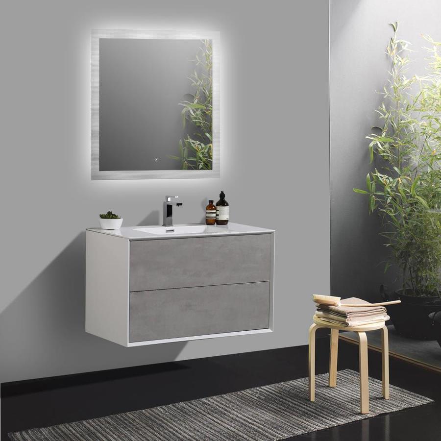 Bai 35 4 In Stone Gray Single Sink Bathroom Vanity With