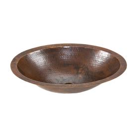 LO17FDB Small Oval Under Counter Hammered Copper Sink