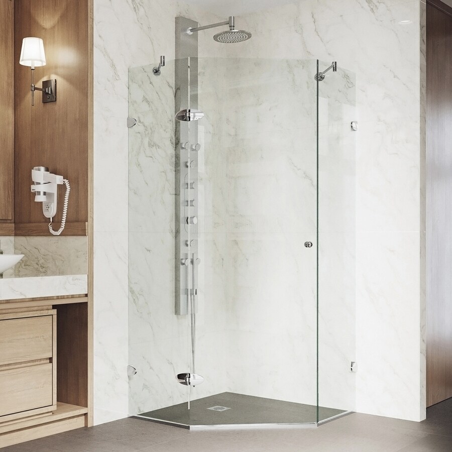 Shop VIGO Verona Frameless Chrome Shower Door at Lowes.com