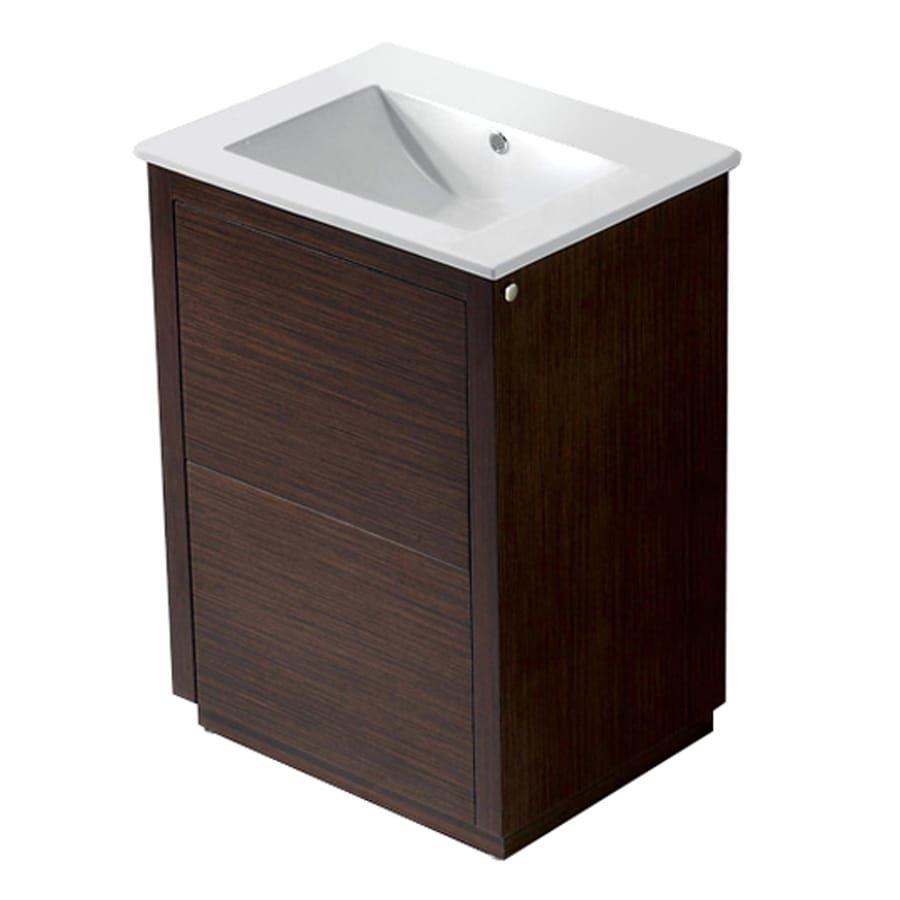 Vigo Wenge Integrated Single Sink Bathroom Vanity With Vitreous China Top Common 24 In X 18 In Actual 24 In X 18 5 In In The Bathroom Vanities With Tops Department At Lowes Com