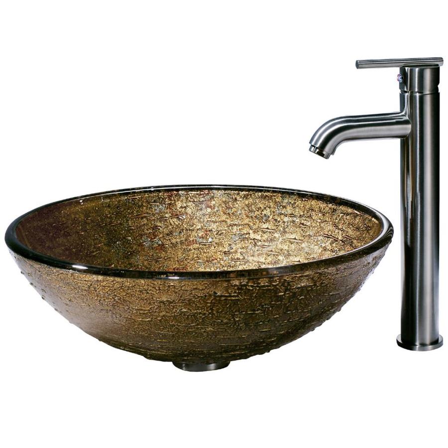 VIGO VGT154 6-in D Multicolor Glass Round Vessel Sink Faucet Included
