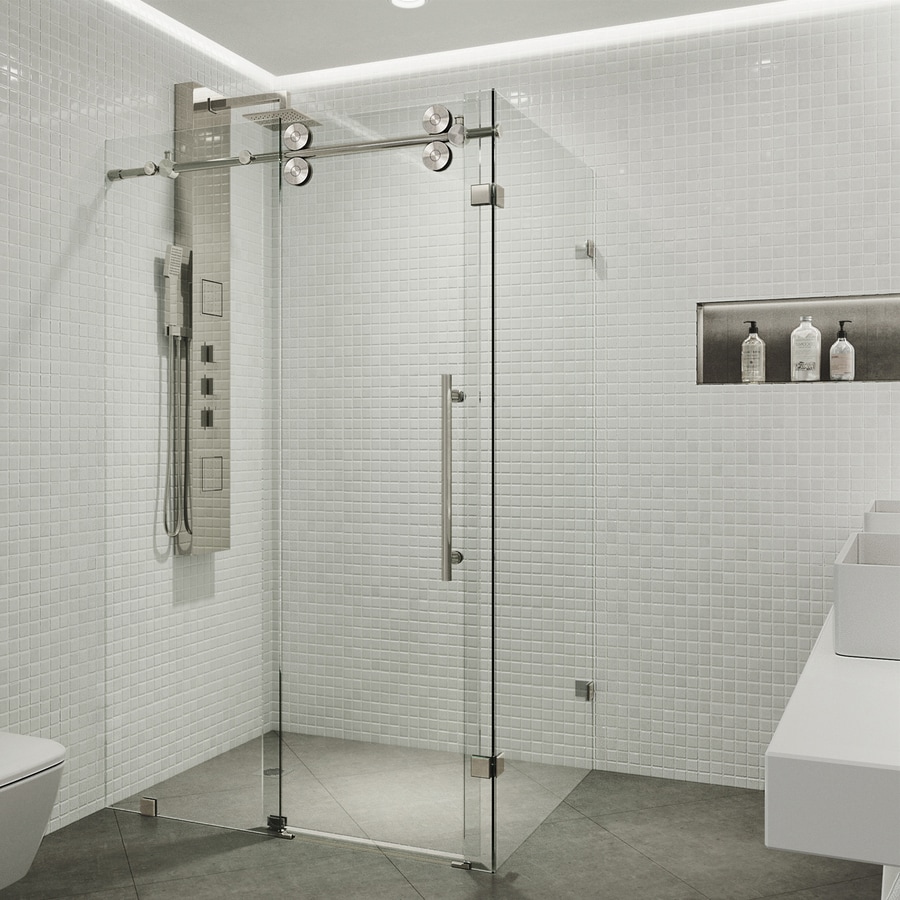 Vigo Winslow 34625 In To 34625 In W Frameless Bypasssliding Stainless Steel Shower Door At