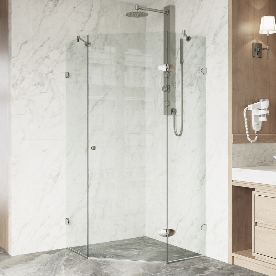 Vigo Verona 34 125 In To 34 125 In W Frameless Hinged Brushed
