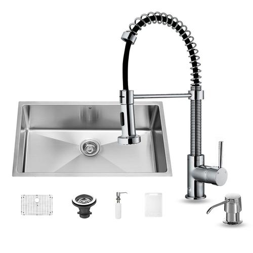 VIGO Mercer 32in x 19in Stainless Steel/Chrome Single Bowl Undermount