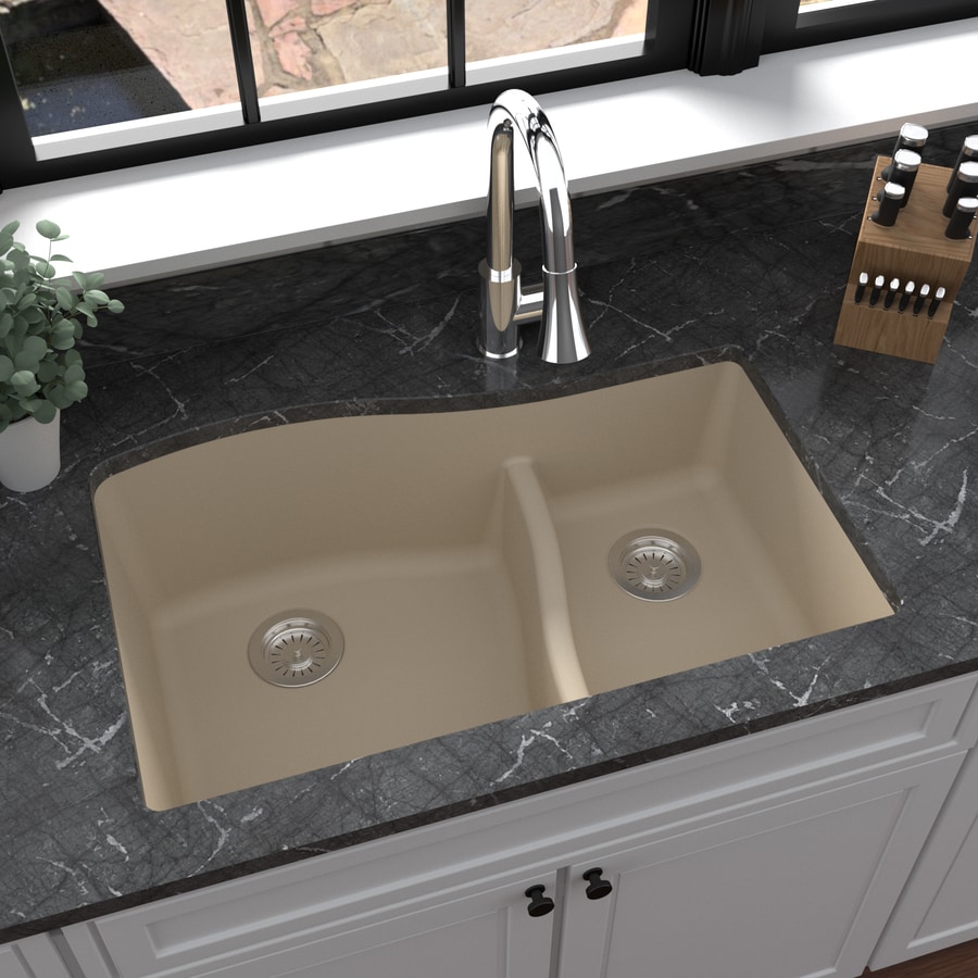 Karran 32 In X 21 In Bisque Double Basin Undermount