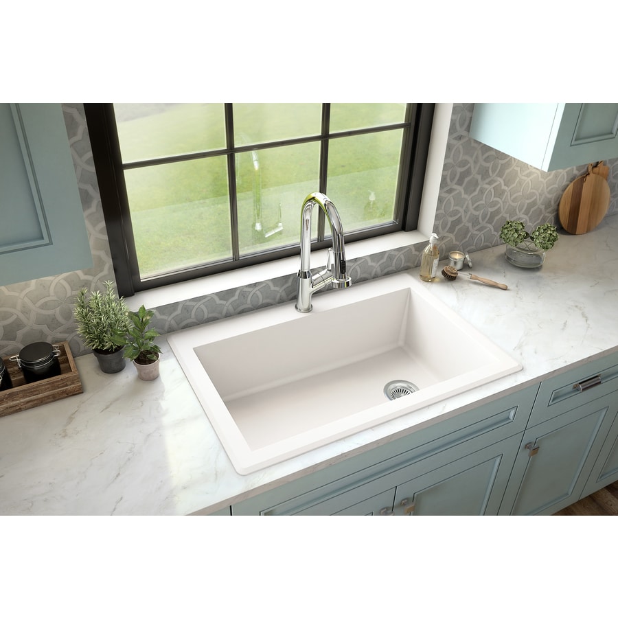 White Single Bowl Kitchen Sink Drop In Kitchen Appliances