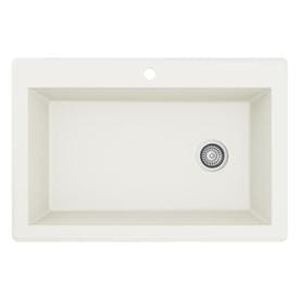 Karran 33-in x 22-in White Single-Basin Drop-in 1-Hole Residential Kitchen Sink