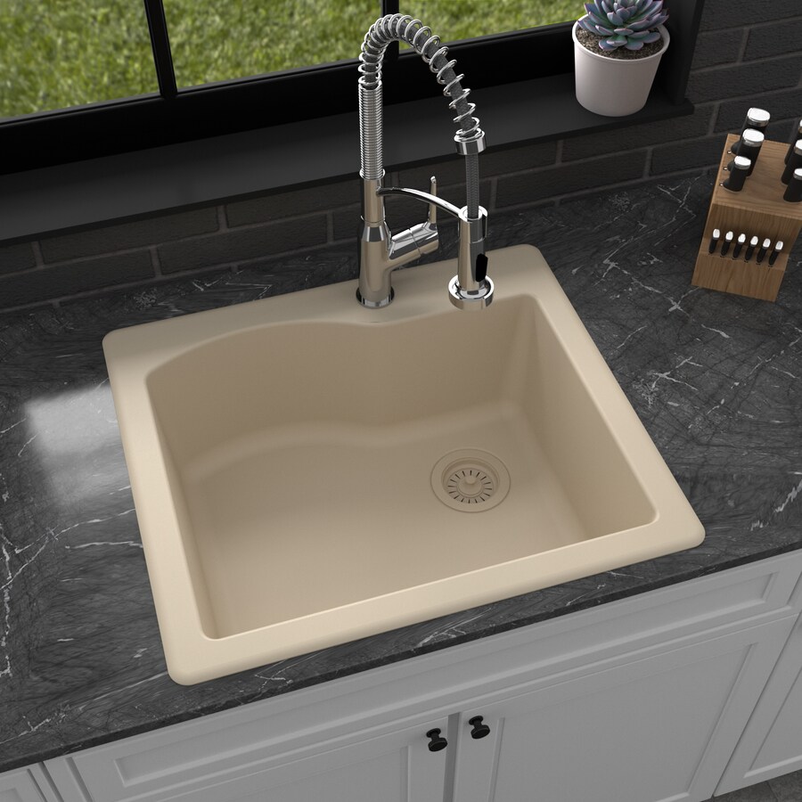 Karran Drop In 25 In X 22 In Bisque Single Bowl 1 Hole Kitchen Sink In   814038021780 