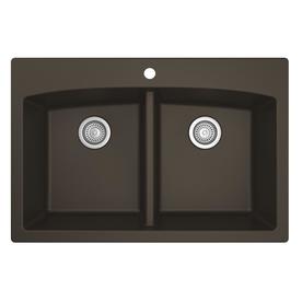 Karran 33-in x 22-in Brown Double-Basin Drop-in 1-Hole Residential Kitchen Sink