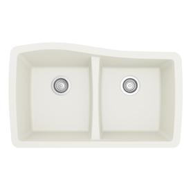 Karran 33.5-in x 20.5-in White Double-Basin Undermount Residential Kitchen Sink