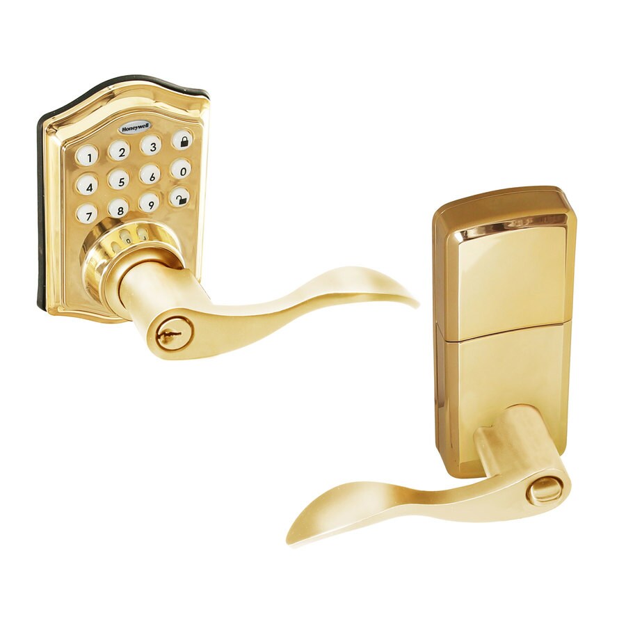 Honeywell Polished Brass Electronic Entry Door Knob With