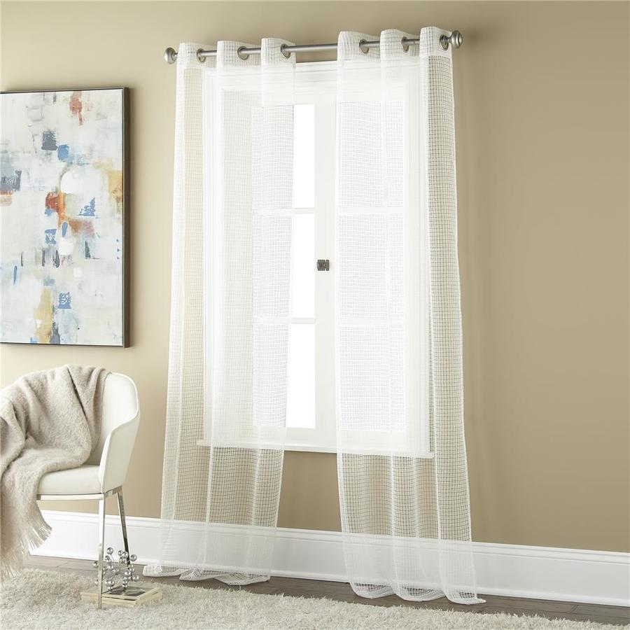 Allen Roth 84 In White Poly Cotton Semi Sheer Curtain Panel Pair