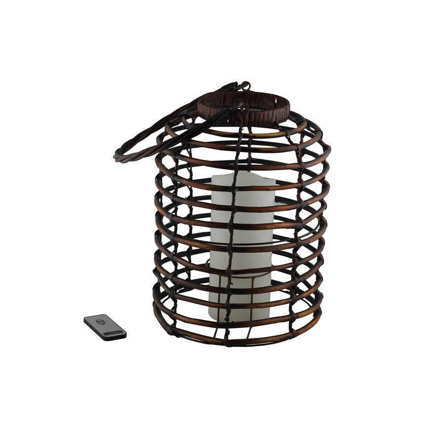 10.83in x 14.96in Brown Rattan Pillar Candle Outdoor Decorative