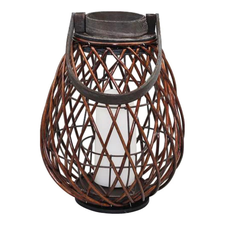 Brn Wicker Lantern W Led Sm At Lowes Com