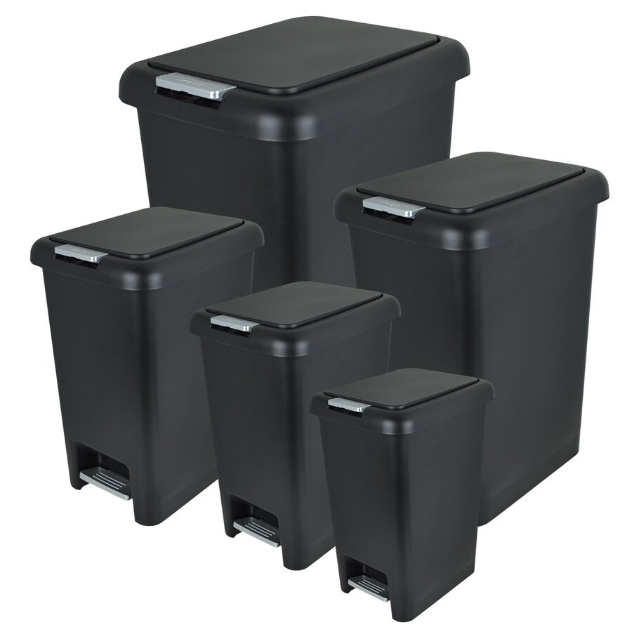 Modern Home DDT236 5 Piece Black Indoor/Outdoor Garbage Can