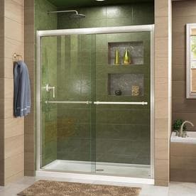 Shop Shower Doors at Lowes.com - DreamLine Duet 56-in to 60-in Frameless Brushed Nickel Sliding Shower Door