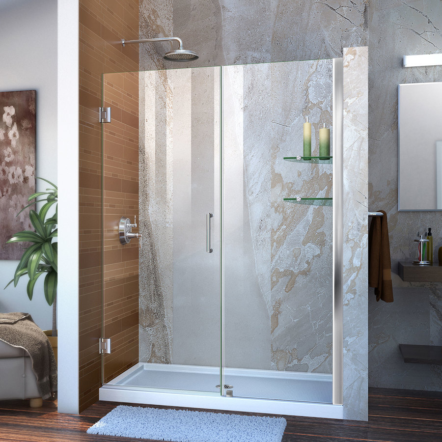 DreamLine Unidoor 72-in H x 50-in to 51-in W Frameless Hinged Chrome Shower Door