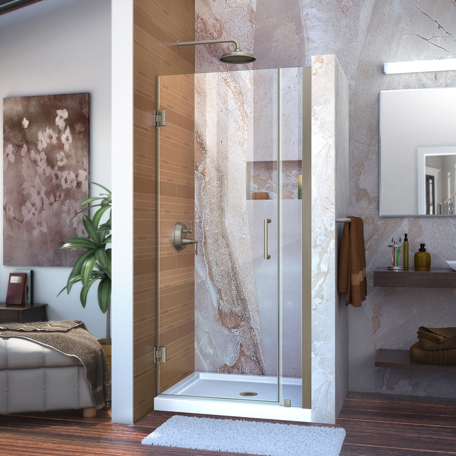Dreamline Unidoor 32 In To 33 In W Frameless Hinged Brushed Nickel