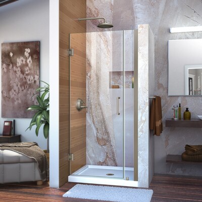 Unidoor 33 In To 34 W Frameless Hinged Brushed Nickel Shower Door Unidoor 33 In To 34 W Frameless Hinged Brushed Nickel Shower Door