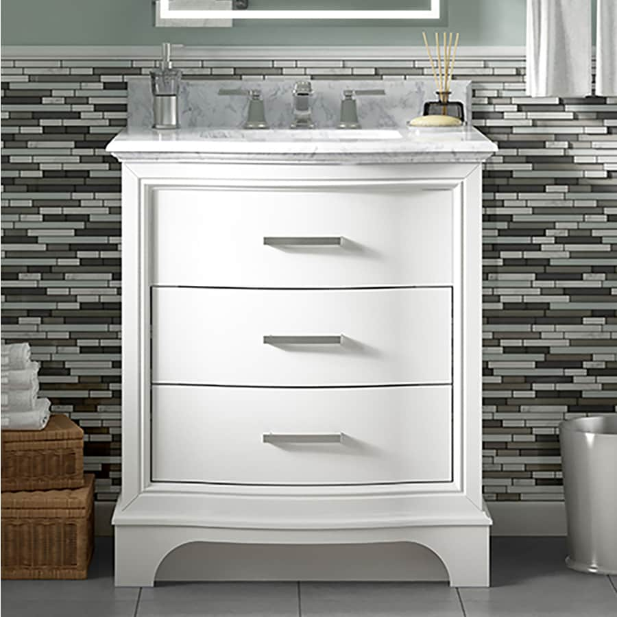 Allen Roth Tennaby 30 In White Single Sink Bathroom Vanity With