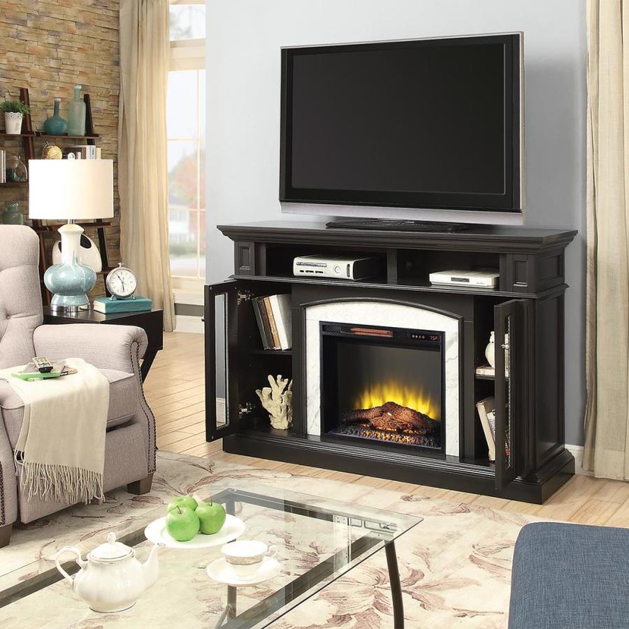 Scott Living 59in W Dark Grey Infrared Quartz Electric Fireplace at