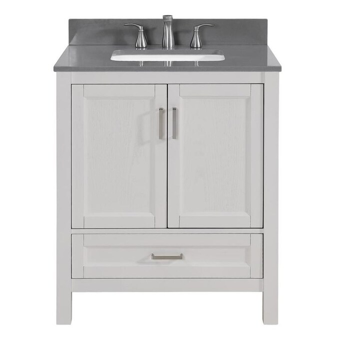Scott Living Durham White Oak Single Sink Vanity With Dark Gray Engineered Stone Top Common 30 In X 22 In In The Bathroom Vanities With Tops Department At Lowes Com