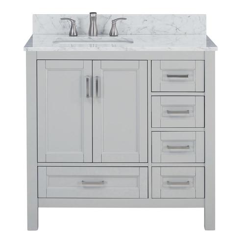 Durham 36 In Light Gray Single Sink Bathroom Vanity With Carrara Natural Marble Top In The Bathroom Vanities With Tops Department At Lowes Com