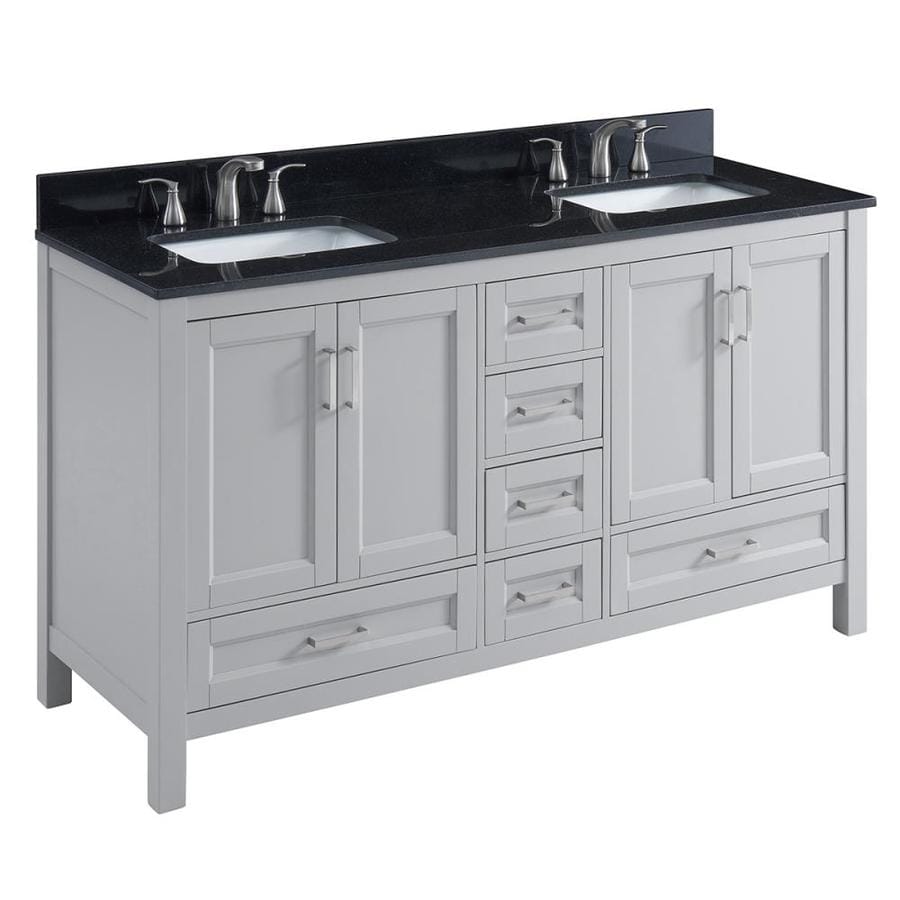 Scott Living Durham Light Gray Double Sink Vanity With Black Granite Scott Living Durham Light Gray Double Sink Vanity With Black Granite Top Common 60