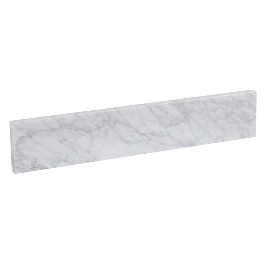 Allen Roth 4 In H X 21 In L Italian Carrara Natural Marble Bathroom Side Splash In The Bathroom Backsplashes Department At Lowes Com