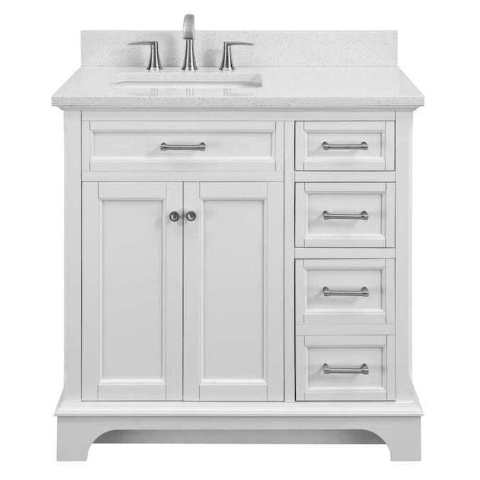 Allen Roth Roveland 36 In White Undermount Single Sink Bathroom Vanity With Terrazzo Engineered Stone Top In The Bathroom Vanities With Tops Department At Lowes Com