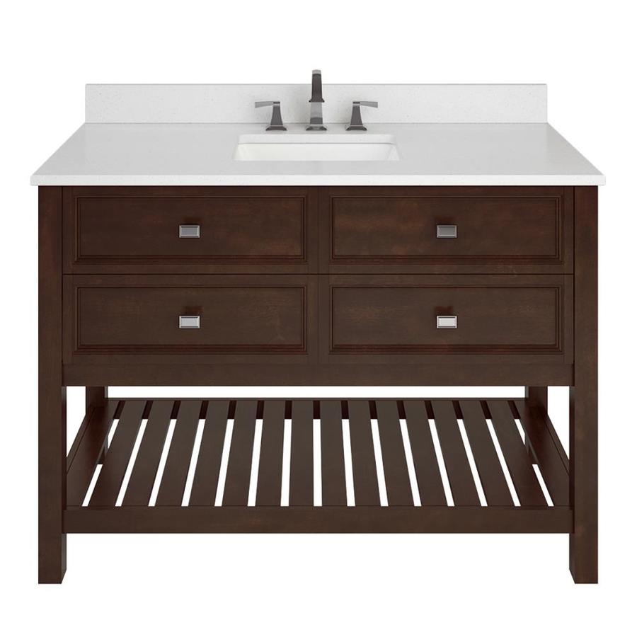 allen + roth Canterbury 48in Mahogany Single Sink Bathroom Vanity with Terrazzo Engineered