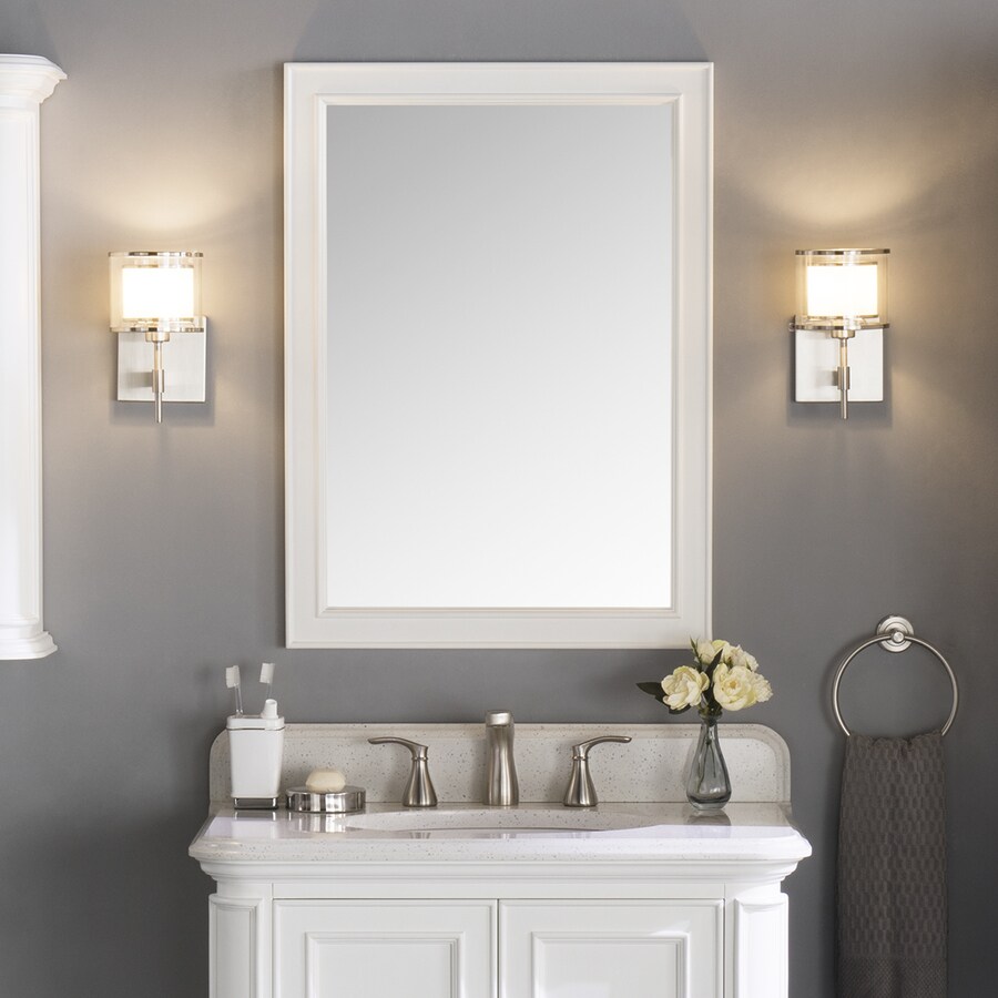 allen + roth Wrightsville 22-in White Rectangular Bathroom Mirror in ...