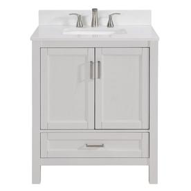 Scott Living Durham White Undermount Single Sink Bathroom Vanity with Engineered Stone Top (Common: 30-in x 22-in; Actual: 30-in x 22-in)