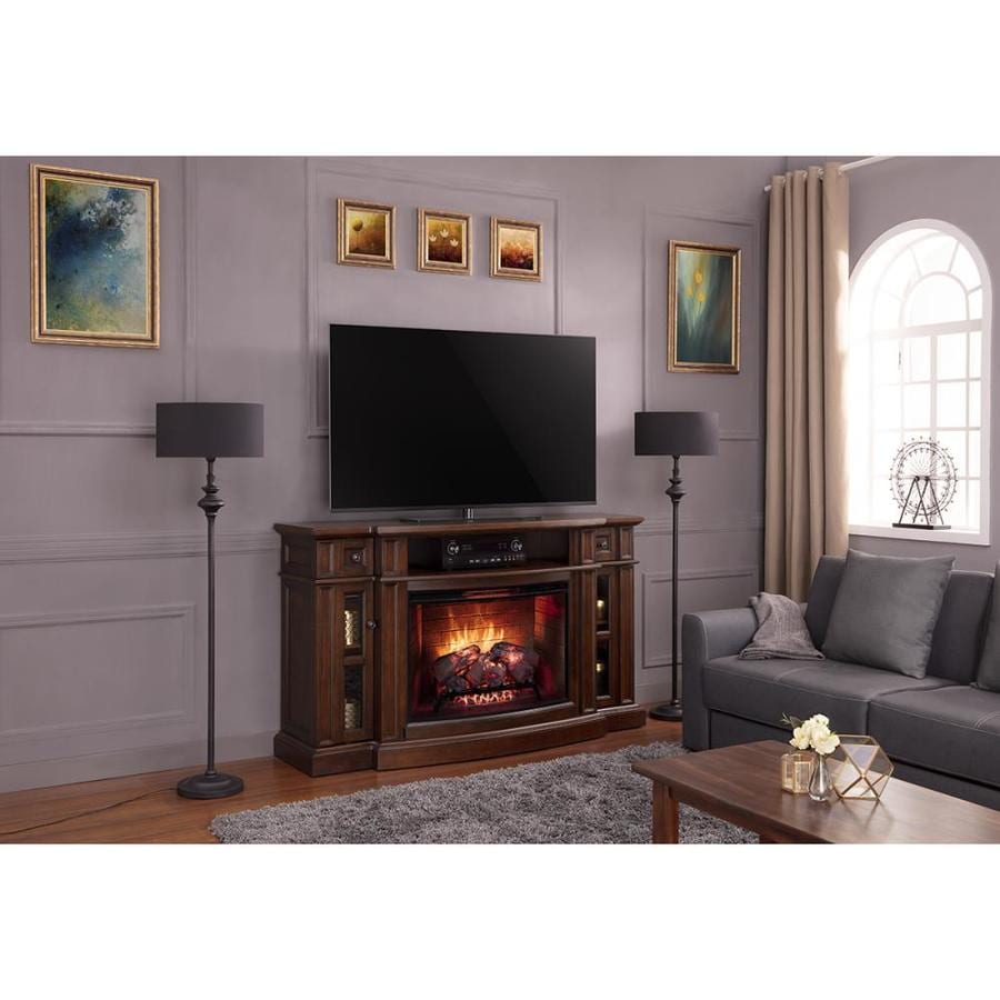 Scott Living 68 In W Chestnut Infrared Quartz Electric Fireplace