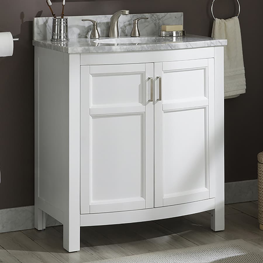 Allen Roth Moravia 30 In White Single Sink Bathroom Vanity With
