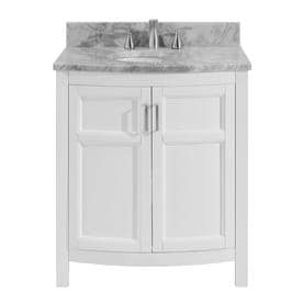 Photo 1 of allen + roth Moravia White Vanity with Natural Italian Carrara Natural Marble Top (Common: 30-in x 20-in)