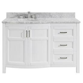 Photo 1 of allen + roth Moravia White Vanity with Natural Italian Carrara Natural Marble Top (Common: 48-in x 20-in)