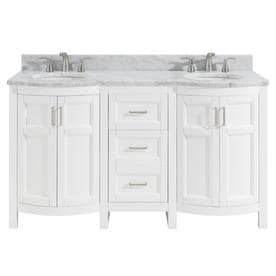 Photo 1 of   allen + roth Moravia White Vanity with Natural Italian Carrara Natural Marble Top (Common: 60-in x 20-in)