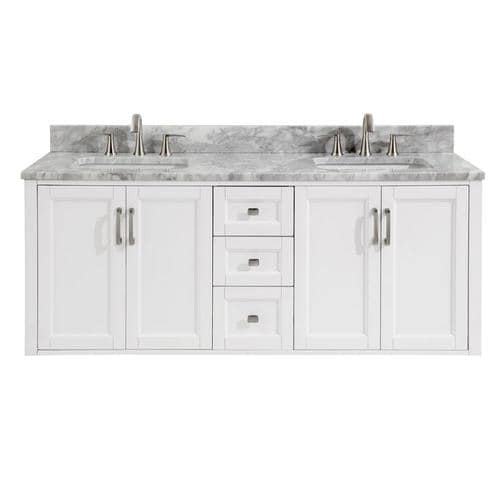 Allen Roth Floating 60 In White Double Sink Bathroom Vanity With