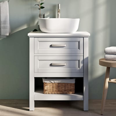 Style Selections Cromlee 24 In Light Gray Single Sink Bathroom