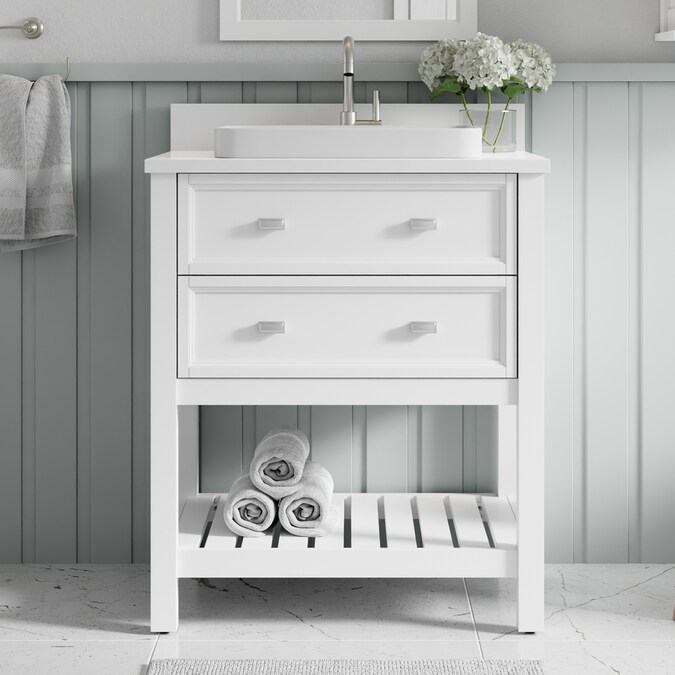 allen + roth Cantrbury 30-in White Semi-recessed Single Sink Bathroom