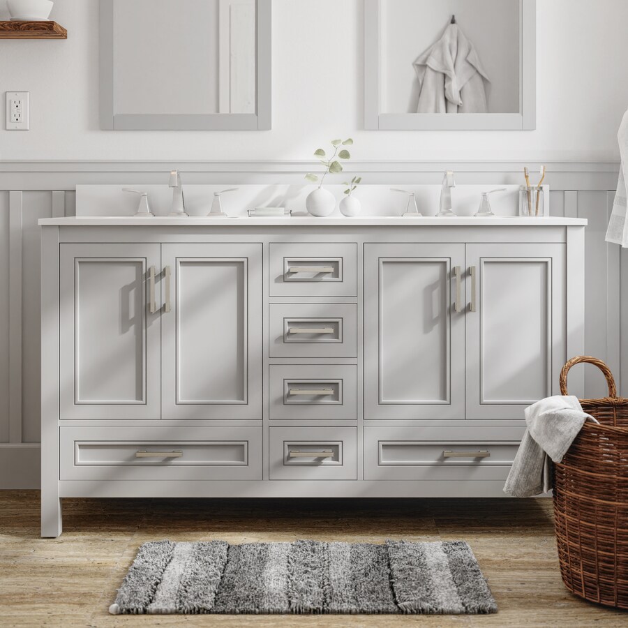 allen + roth Crest Hill 60in Light Gray Undermount Double Sink