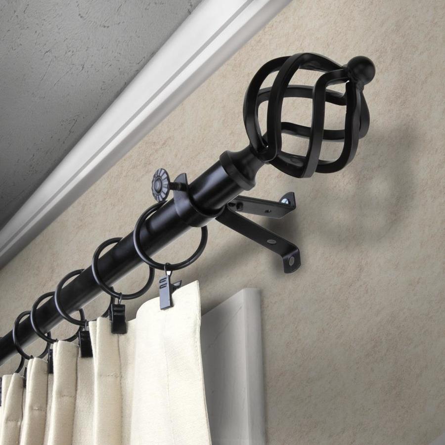 Rod Desyne Modern Twist 66in To 120in Black Steel Single Curtain Rod