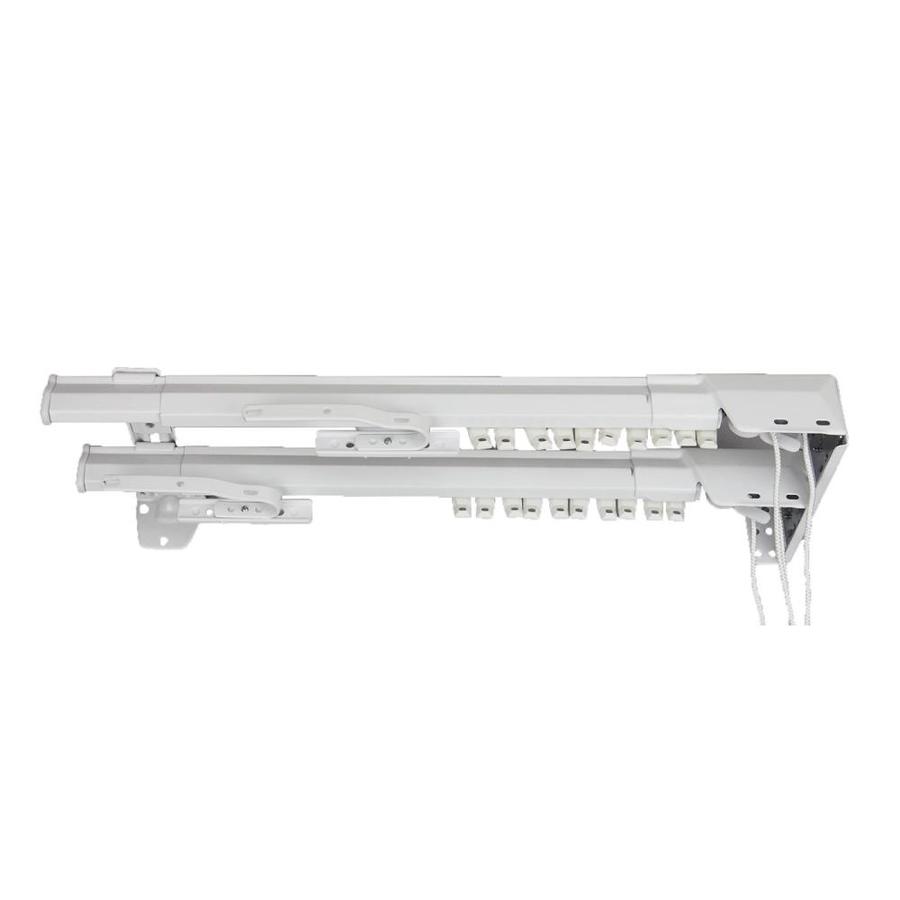 Rod Desyne 84 In To 156 In White Steel Double Traverse Curtain Rod