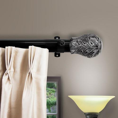 Rod Desyne 1.5in Leaf 66in to 120in Black Steel Traverse Curtain Rod